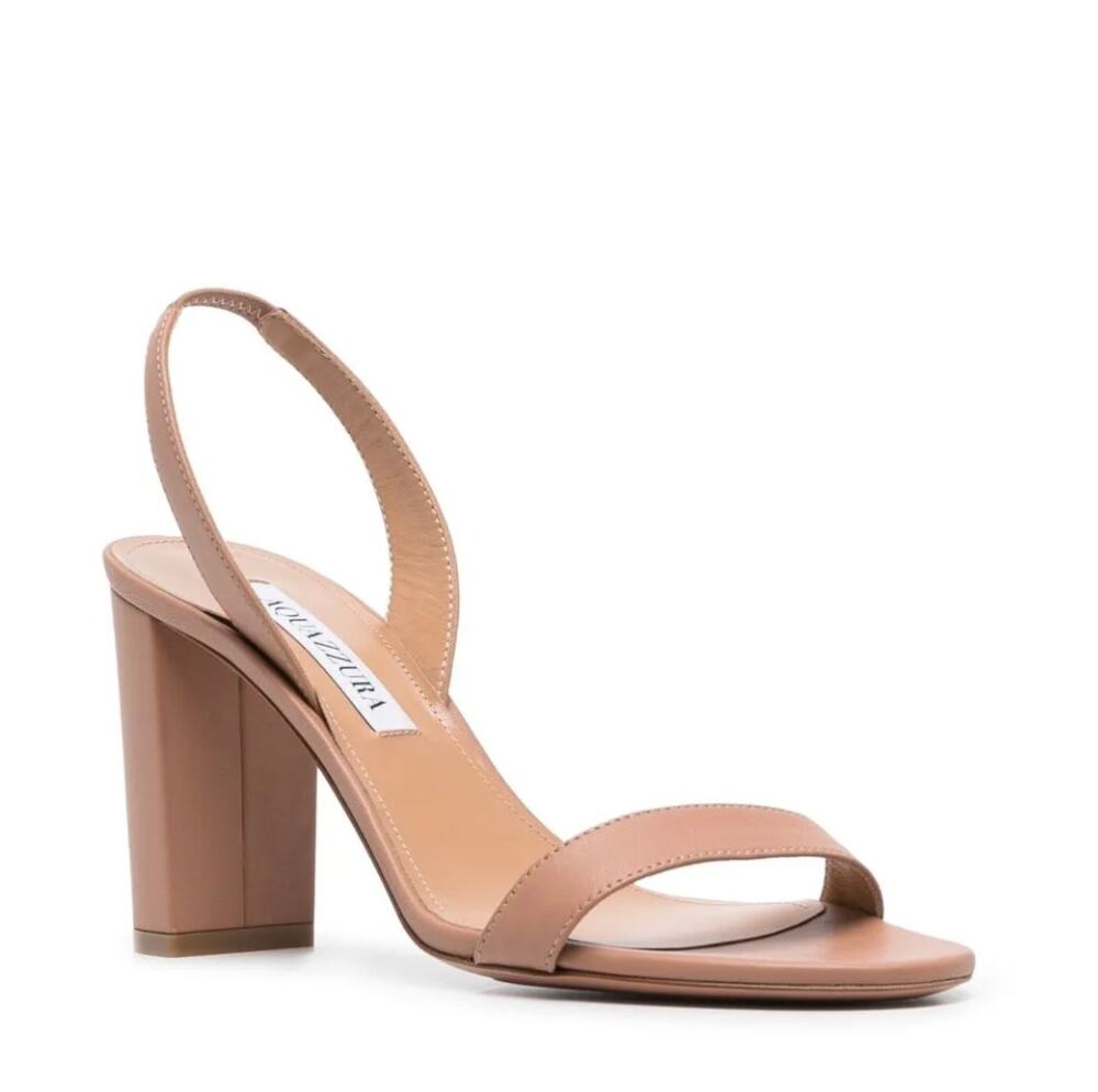 Aquazzura Open Toe Slingback 90mm Heeled Leather Sandals Powder Pink Size 36